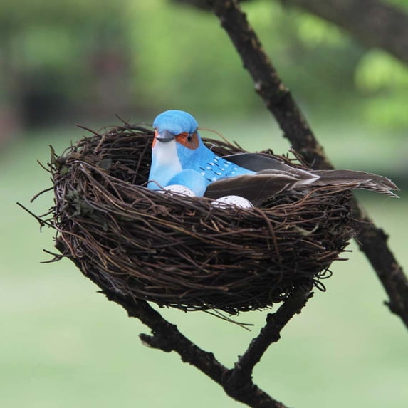Dserhfy 1 Set Artificial Bird Decorative Lightweight Simulation Bird Nest Set Home Decor for Courtyard Garden