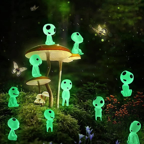 Dserhfy 10 Pcs Mini Resin Alien Figures Fairy Garden Tiny Alien Accessories Little Glow in Dark Alien Decor for Micro Landscape Outdoor Patio Lawn Yard