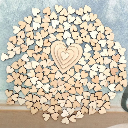 Dserhfy 100Pcs 4Sizes Mixed Wood Wooden Love Heart Wedding Table Scatter Decor DIY Craft