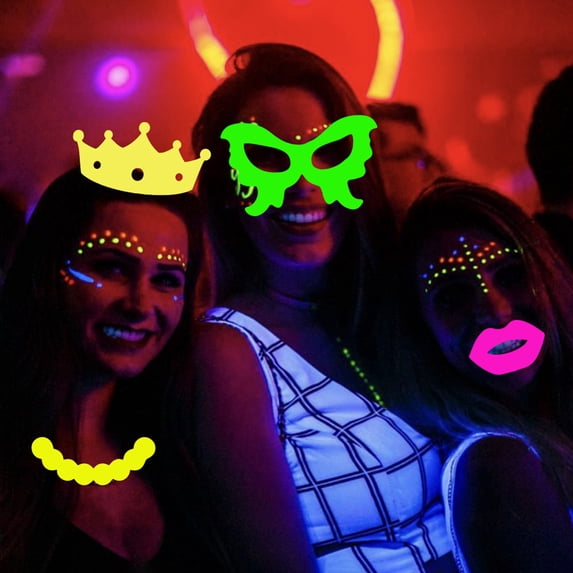 Dserhfy 17Pcs Glow Neon Photo Booth Props Fully Assembled Fluorescent Birthday Party Fun Photo Shoot Accessories