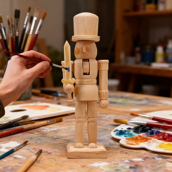 Dserhfy 18CM Christmas Wooden Unfinished Nutcracker Figurine DIY Blank Unpainted Soldier Figure Festival Holiday Party Ornament Decoration