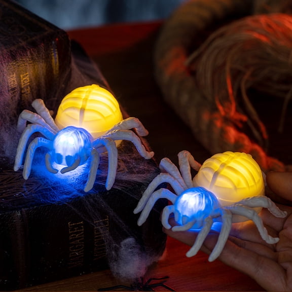 Dserhfy 2/3/5Pcs Halloween Glowing Light Two-Color LED Design Spider Shape Night Light Portable Lightweight Halloween Decoration