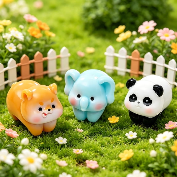 Dserhfy 2 Pcs Cartoon Animal Figurine Computer Monitor Decoration Cute Pig Panda Duck Elephant Statues for Office Desk Car Dashboard TV Computer Screen Decor