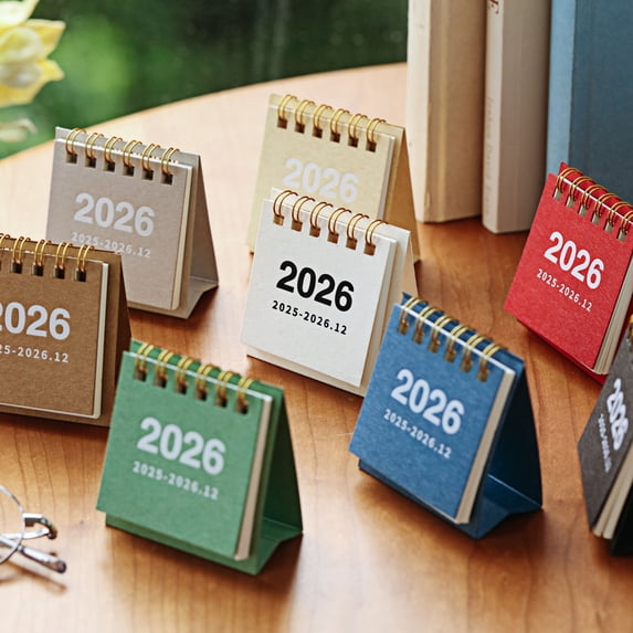 Dserhfy 2 Pcs Mini Desk Calendar Oct. 2025-Dec. 2026 14 Monthly Planner Desktop Small Standing Flip Calendar with Twin-Wire Binding for Home Office