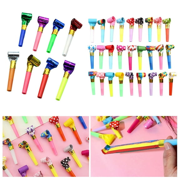 Dserhfy 20Pcs Little Dragon Whistle Party Blower Blowouts Noise Makers Funny Blow Horns Colorful Birthday Whistles Favors