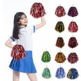 thumbnail image 1 of Dserhfy 2Pcs Cheerleader Pom Poms Metallic Foil Cheerleader Pom Poms Hand Flowers with Handle for Sports Competitions Celebrations, 1 of 8