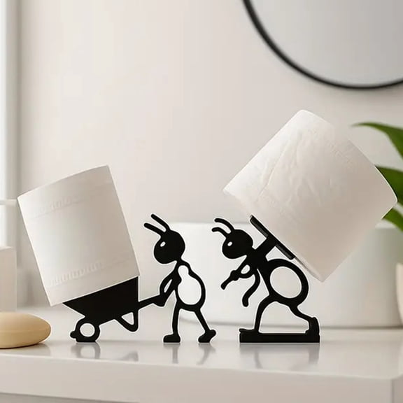 Dserhfy 2Pcs/Set Ant Toilet Roll Paper Holder 3D Printed Free Standing Wheelbarrow Ant Toilet Paper Holder Paper Towel Roll Dispenser Storage Rack
