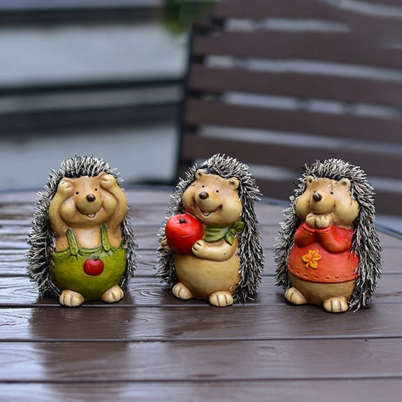 Dserhfy 3 Pcs Mini Hedgehog Figurine Cute Small Ceramic Animal Statue for Fairy Garden Bonsai Plant Pots Micro Landscape Decor