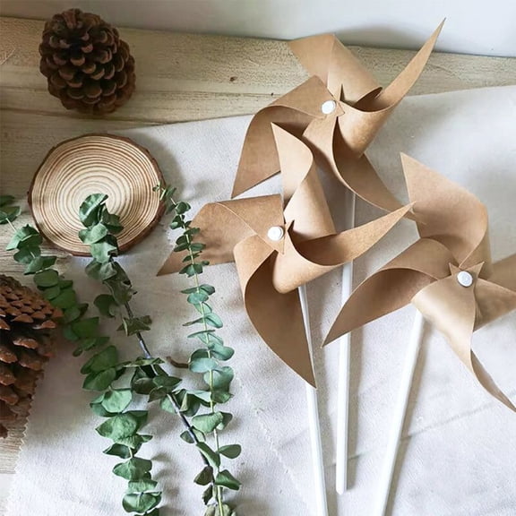 Dserhfy 3 Pcs Windmills Mini Exquisite Kraft Paper Spinning Pinwheels for Indoor