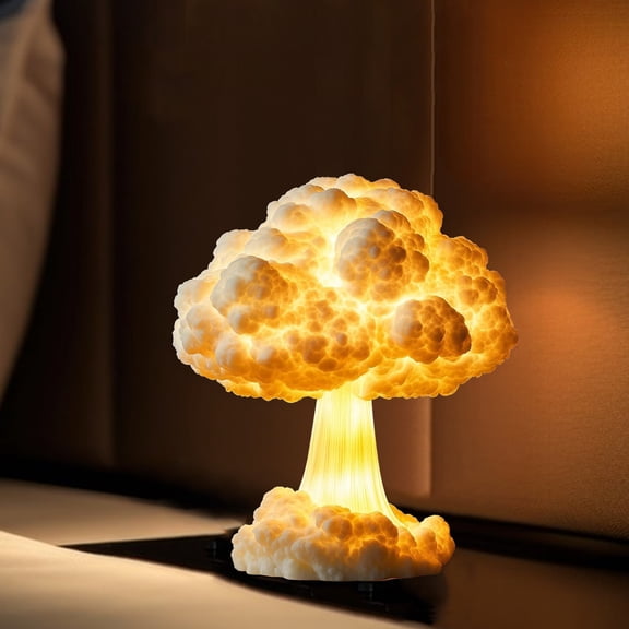 Dserhfy 3D Mushroom Cloud Lamp Handmade Nuclear Blast Desk Lamp Lighted Mushroom Cloud Decoration Night Light for Home Desk Bedside Table