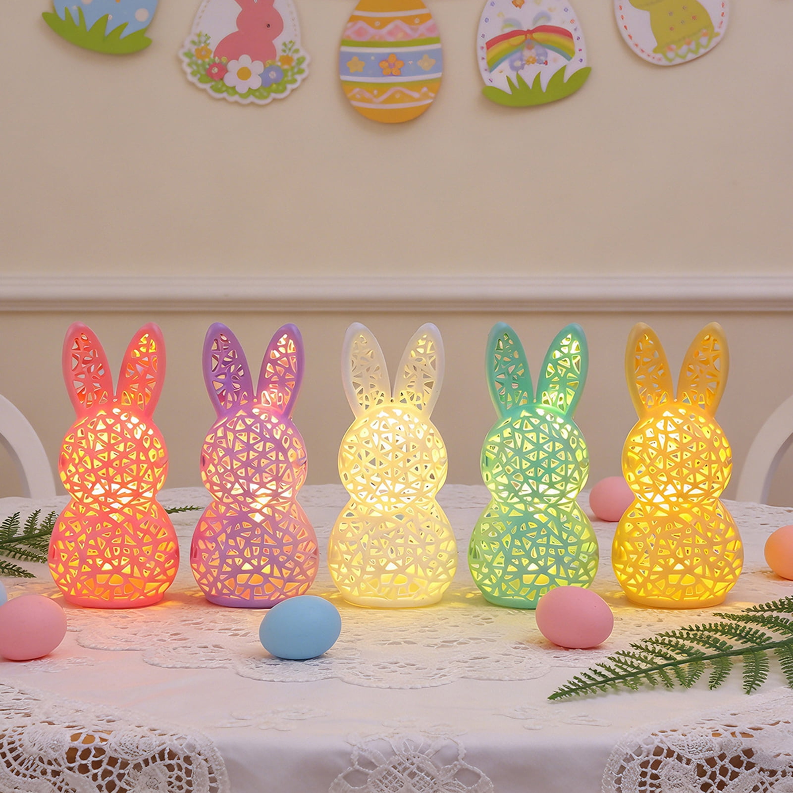 MAGICLULU Resin Bunny Night Light – Cute Easter Rabbit LED Lamp With Twinkling Lights, Energy-Saving For Bedroom, Nursery, And Holiday Decor