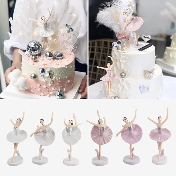 Dserhfy 3Pcs/Set Ballerina Girl Figurines with Base, Cake Decoration Exquisite Details Dancing Ballerina Girl Figurine Cake Toppers for Party