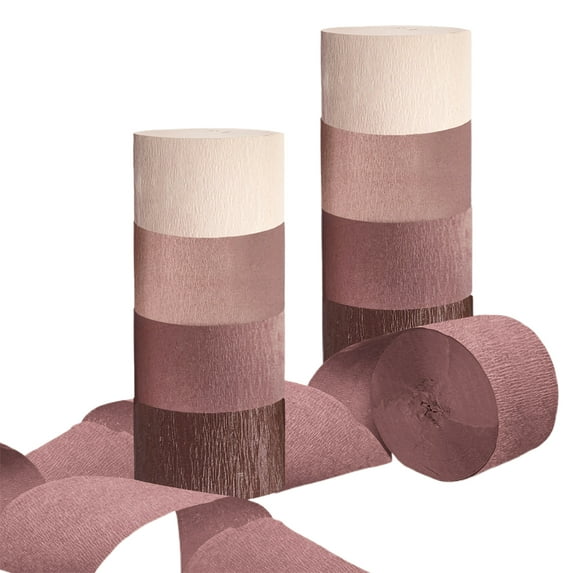 Dserhfy 4/8 Rolls Crepe Paper Streamers 82ft Long Rose Gold Paper Tassel Streamers for Wedding Birthday Valentine's Day Birthday Baby Shower Decor