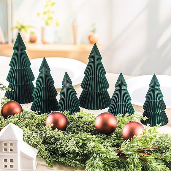 Dserhfy 6 Pcs Honeycomb Christmas Tree 3D Folding Christmas Tree Tabletop Centerpiece for Rustic Farrmhouse Home Table Decor