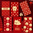 thumbnail image 1 of Dserhfy 6Pcs Red Envelope Exquisite Festive Chinese Style Blessing Words Dragon Pattern Red Pocket for New Year, 1 of 8