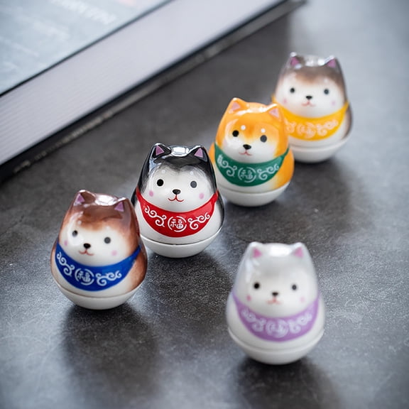 Dserhfy Animal Ornament Exquisite Workmanship Wide Application Ceramic Mini Crafting Dog Shape Tumbler Toy for Desktop