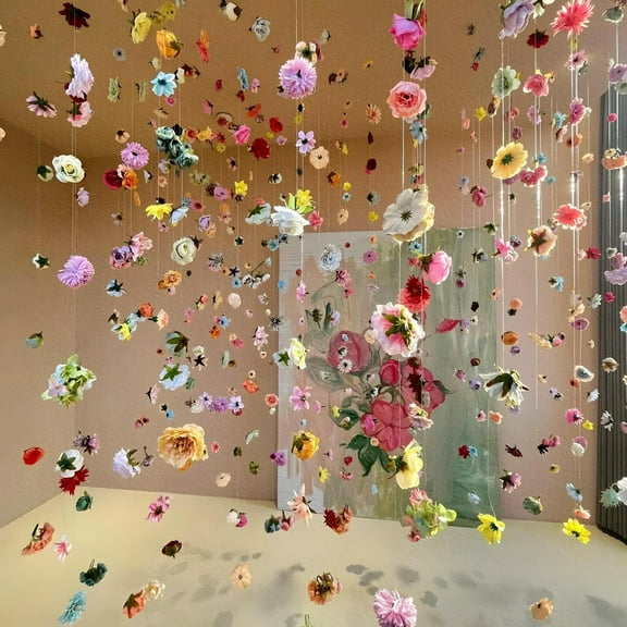 Dserhfy Artificial Flower Garland Faux Wildflower Hanging Decoration Fake Floral Vines Curtain for Spring Summer Home Garden Wedding Party Arch Wall Decor