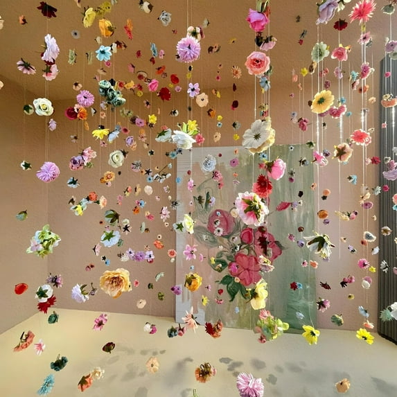 Dserhfy Artificial Flower Garland Faux Wildflower Hanging Decoration Fake Floral Vines Curtain for Spring Summer Home Garden Wedding Party Arch Wall Decor