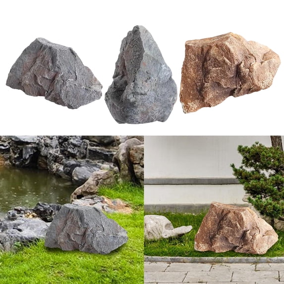 Dserhfy Artificial Rock for Landscaping Realistic Fake Rock Foam Well Covers Decor Faux Garden Stone for Yard Pond Decoration