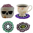 thumbnail image 1 of Dserhfy Brainy Skull Coaster Handmade Crochet Skeleton Tabletop Decor Hand Knitted Drink Cup Mat for Home Bar Decor, 1 of 8
