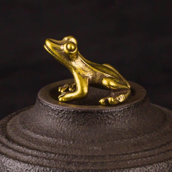 Dserhfy Bronze Sculpture Antique Solid Brass Lovely Little Frog Sculpture for Collection