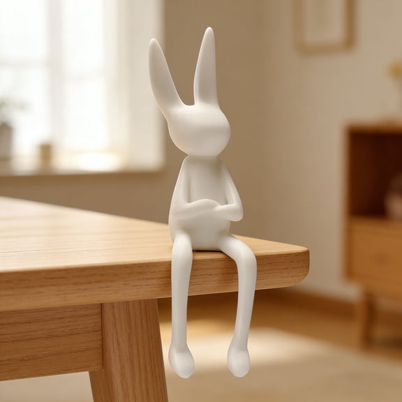 Dserhfy Bunny Statue Modern Sitting Bunny Figurine Easter Rabbit Sculpture for Home Living Room Office Table Shelf TV Cabinet Decor