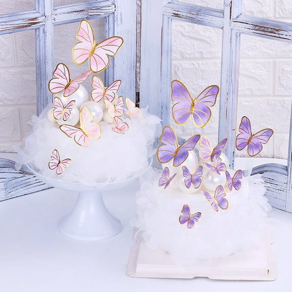 Dserhfy Cake Topper Anti-fall Innovative Lightweight Realistic Butterfly Baking Insert Card Party Decor