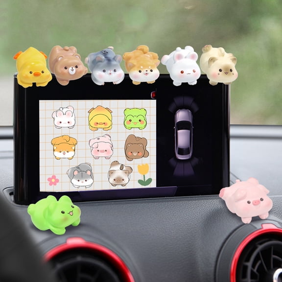 Dserhfy Car Ornament Cartoon Animal Car Dashboard Decoration Rabbit Duck Frog Dog Design Car Figurine High Temperature Resistant Car Accessories