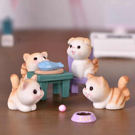 Dserhfy Cat Small Statue Naughty DIY Material Exquisite Workmanship Cake Toppers Cat Animals Figurines for Home