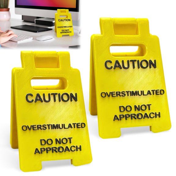 Dserhfy Caution Overstimulated Desk Sign Do Not Approach Caution Sign Humor Gag Mini Warning Signage for Offices Workstations Decoration