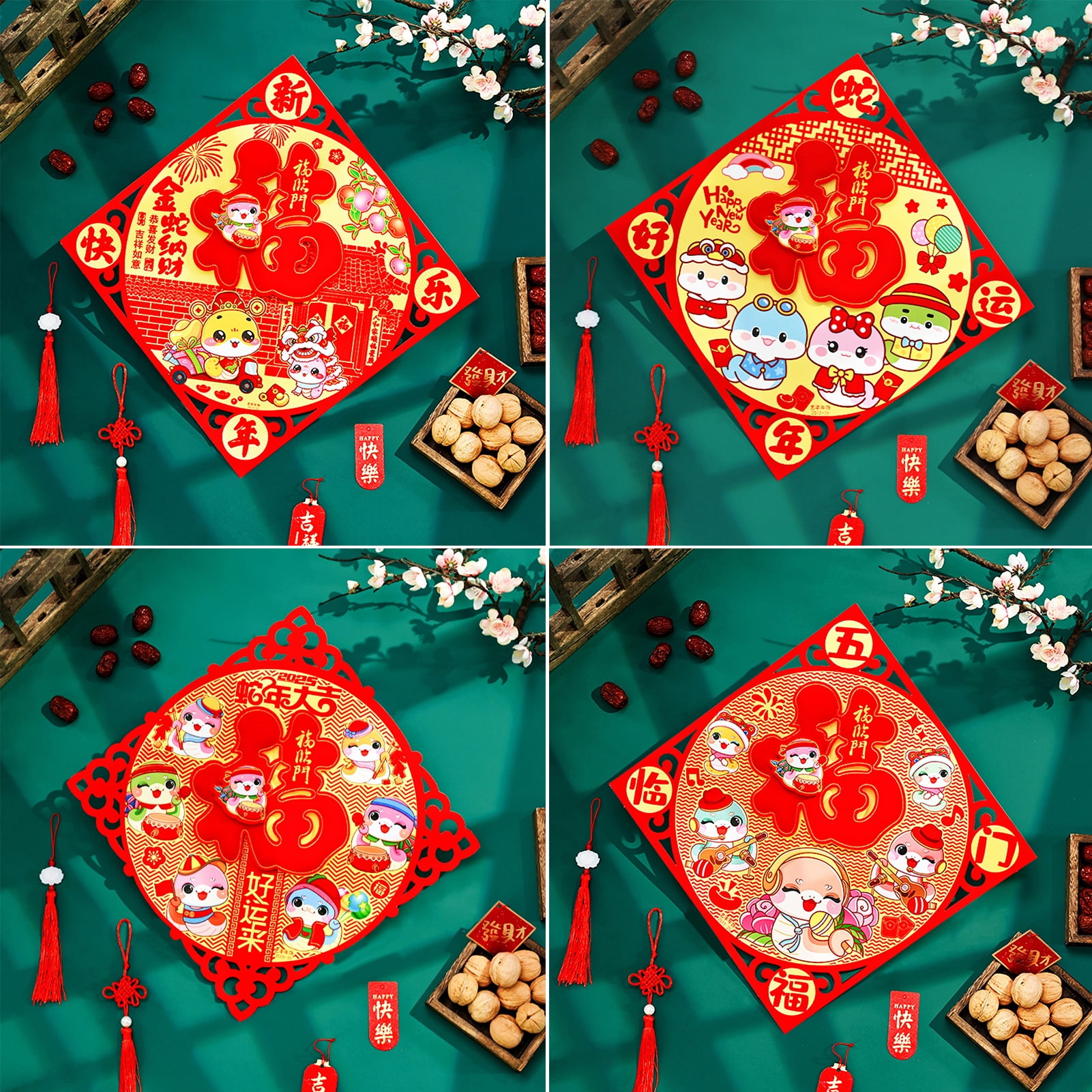 Dserhfy Chinese New Year Sticker 3D Fortune Chinese Character Door