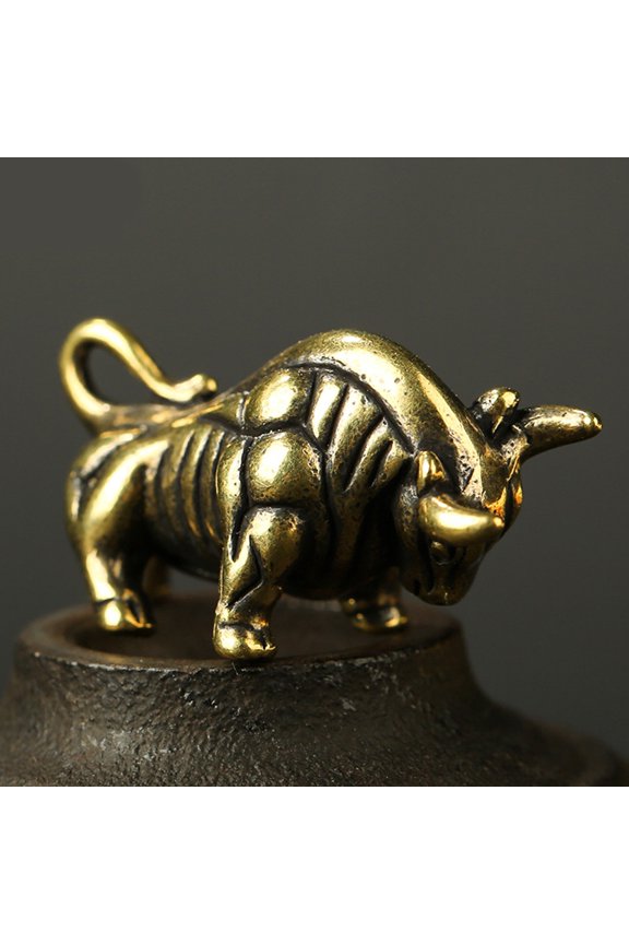 Chinese Zodiac Brass Ox Cattle Key Chain Car Pendant Display Mold Accessorries