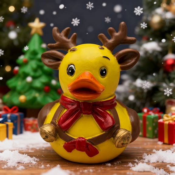 Dserhfy Christmas Duck Figurine Santa Claus Reindeer Elf Snowman Duck Statue Resin Animal Sculpture Xmas Holiday Party Tabletop Decoration Ornament