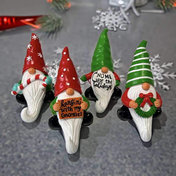 Dserhfy Christmas Gnome Figurine Cartoon Sitting Faceless Dwarf Resin Statue Sculpture Home Office Desktop Decoration Ornament