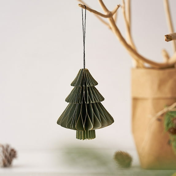 Dserhfy Christmas Paper Honeycomb Ornaments 3D Mini Glitter Edge Honeycomb Tree Ornament Vintage Hanging Paper Lantern for Xmas Tree Home New Year Decor