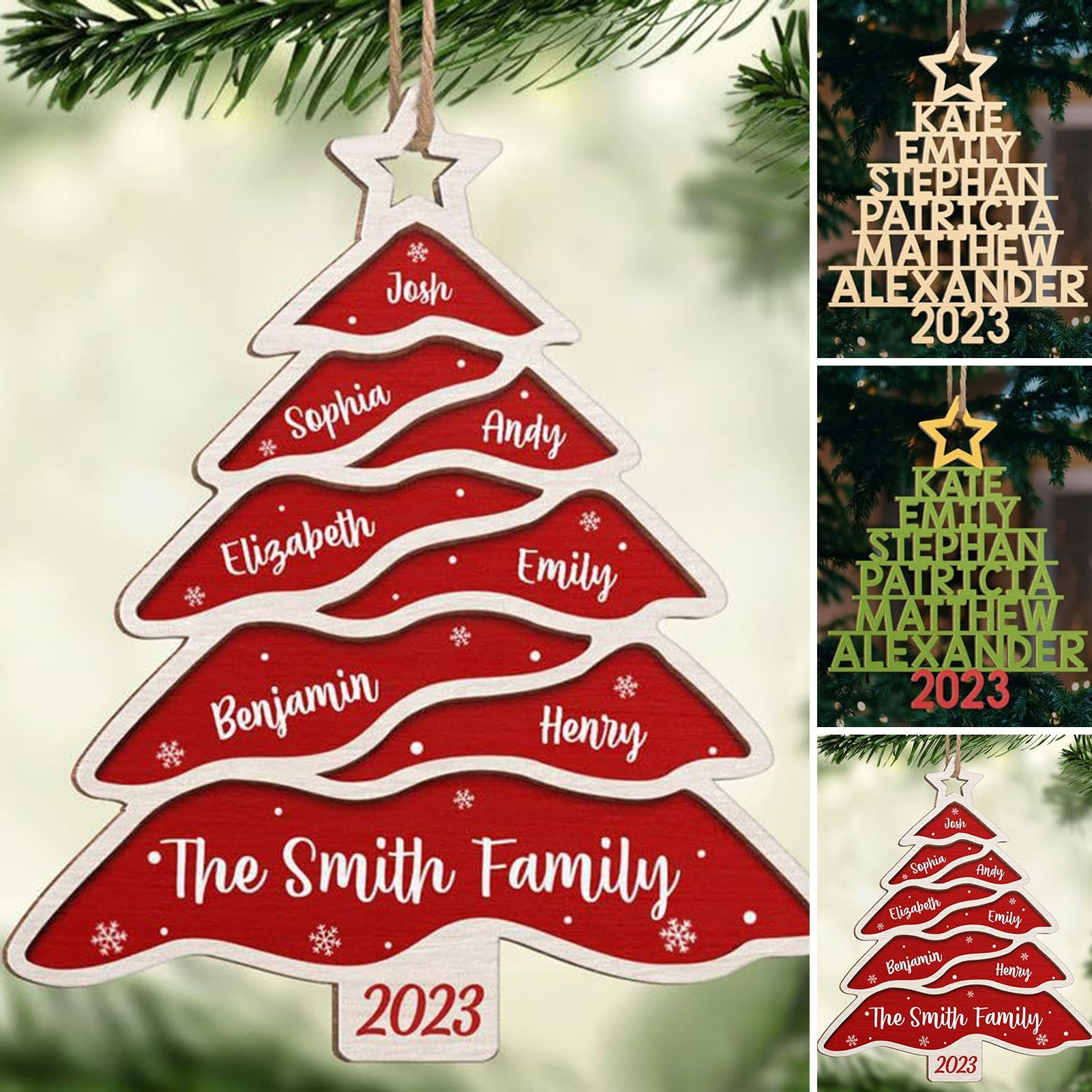 Dserhfy Christmas Tree Hanging Decoration Hollow Family Name Letter