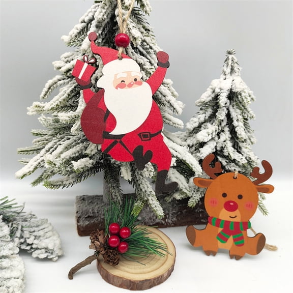 Dserhfy Christmas Wooden Ornaments Vintage Snowman Reindeer Santa Gingerbread Man Christmas Tree Hanging Decoration for Winter Home Decor
