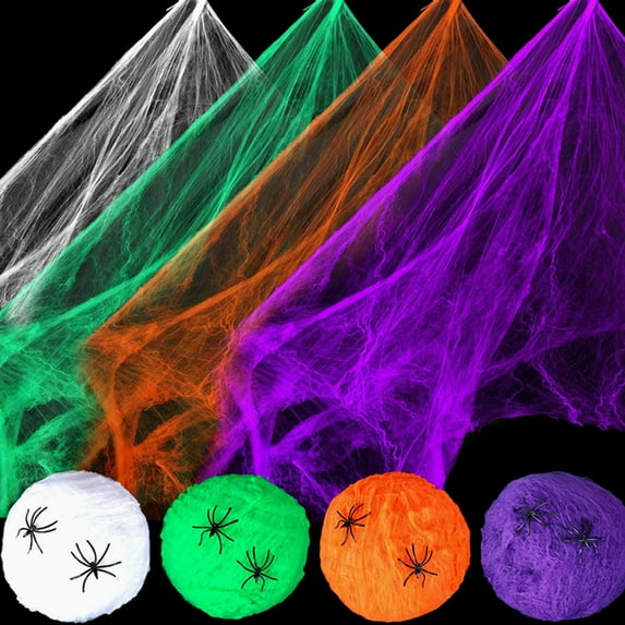 Dserhfy Colorful Halloween Spider Web Stretchable Cotton Cobwebs Elastic Scary Party Scene Props for Halloween Christmas Eve Parties