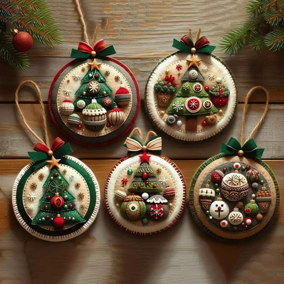Dserhfy DIY Christmas Felt Patch Kit Holiday Craft Set with Pre-Cut Felts Sheet Handmade Fabric Sewing Crafting Supplies for Tree Home Decor