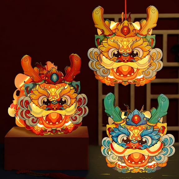 Dserhfy DIY Handmade Materials Handheld Lantern Chinese Style Spring Festival Retro Traditional Paper Lantern Children New Year Cartoon Lantern