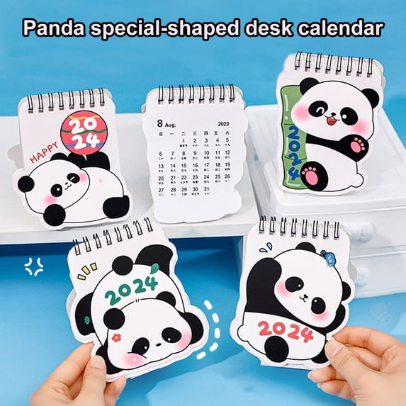 Dserhfy Desk Calendar Cartoon Panda Pattern 2024 Calendar Manage Time Plan Tasks Mini Calendar for Home School Office