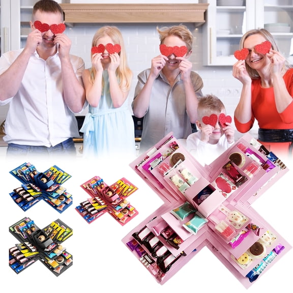 Dserhfy Explosion Gift Box 5-Layer Snack Explosion Box DIY Scrapbooking Box for Anniversary Birthday Valentine's Day Wedding Gift