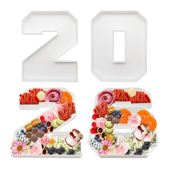 Dserhfy Fillable Cardboard Serving Tray Number 2026 Charcuterie Food Tray Grad Party Candy Dessert Snack Container for Graduation Anniversary New Year Party
