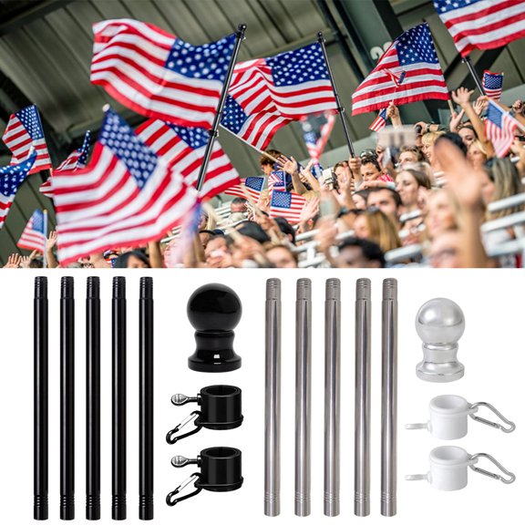 Dserhfy Flag Pole Tangle-Free Metal Weather-resistant Outdoor Flagpole Easy Assembly Segmented Flag Poles for Porch Boat Residential Houses