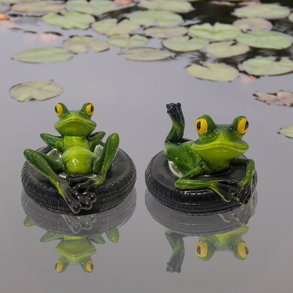 Dserhfy Floating Frog Decoration Pond Frog Decoration Resin Lying Frog Figure for Outdoor Garden Pond Swimming Pool Decor