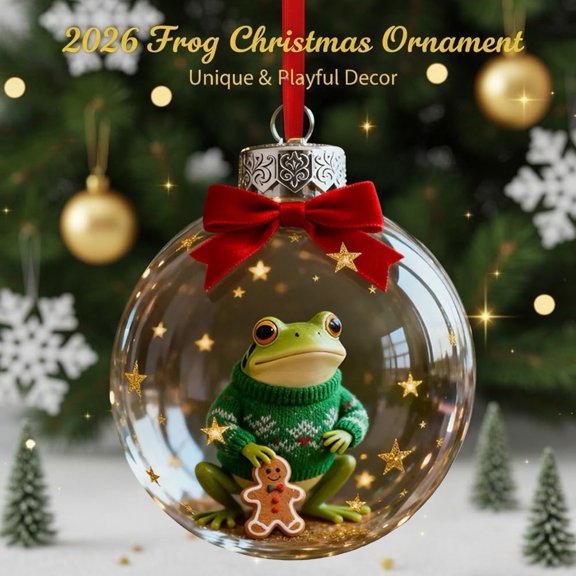 Dserhfy Frog Christmas Ornament, Acrylic Tree Decorations with Hanging Rope, Festive Holiday Decor