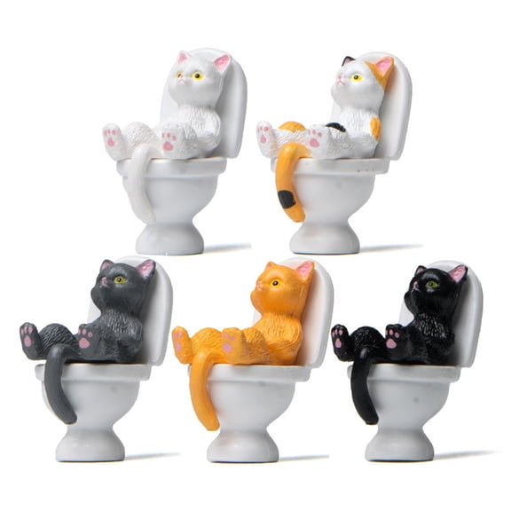 Dserhfy Funny Cat Figurine Spiritual Consolation PVC Vivid Appearance Toilet Series Cat Statue Party Supplies