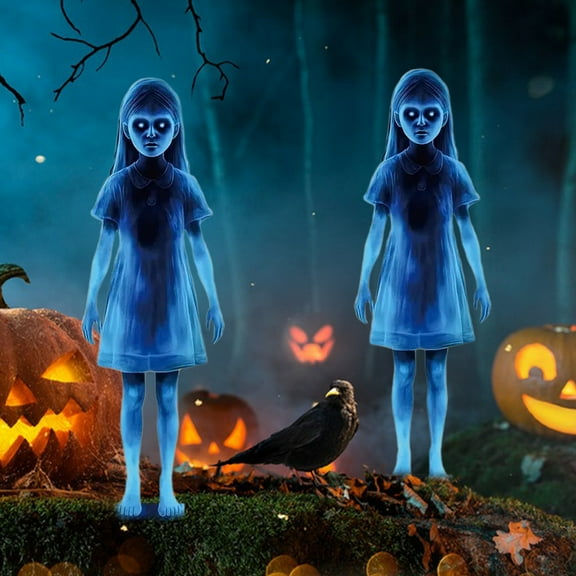 Dserhfy Ghost Girl Garden Stake Creepy Metal Blue Ghost Stake Halloween Decoration Haunted House Prop for Yard Patio Lawn