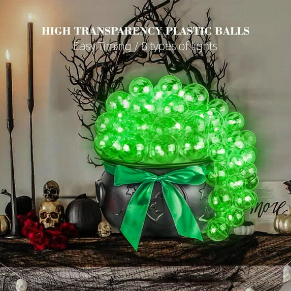 Dserhfy Glowing Witch's Cauldron Set DIY Light-Up Bubbling Cauldron Black Plastic Witch Bowl with Ball for Halloween Indoor Decoration