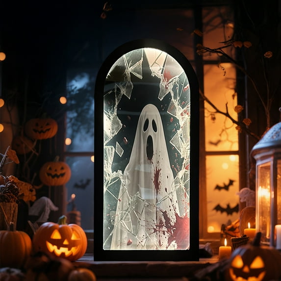 Dserhfy Halloween Hologram Ghost Mirror Spooky Blood Ghost Mirror with LED Light for Bedroom Kitchen Haunted House Decor